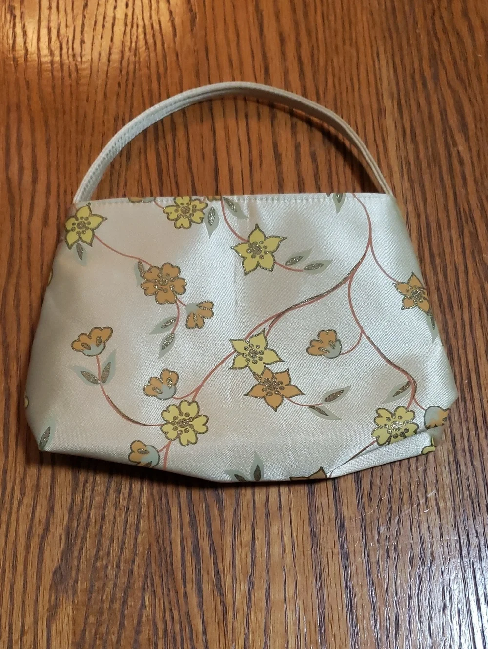 Vintage 2003 Avon Gold Satin Floral Mini Bag • Y2K Evening Purse